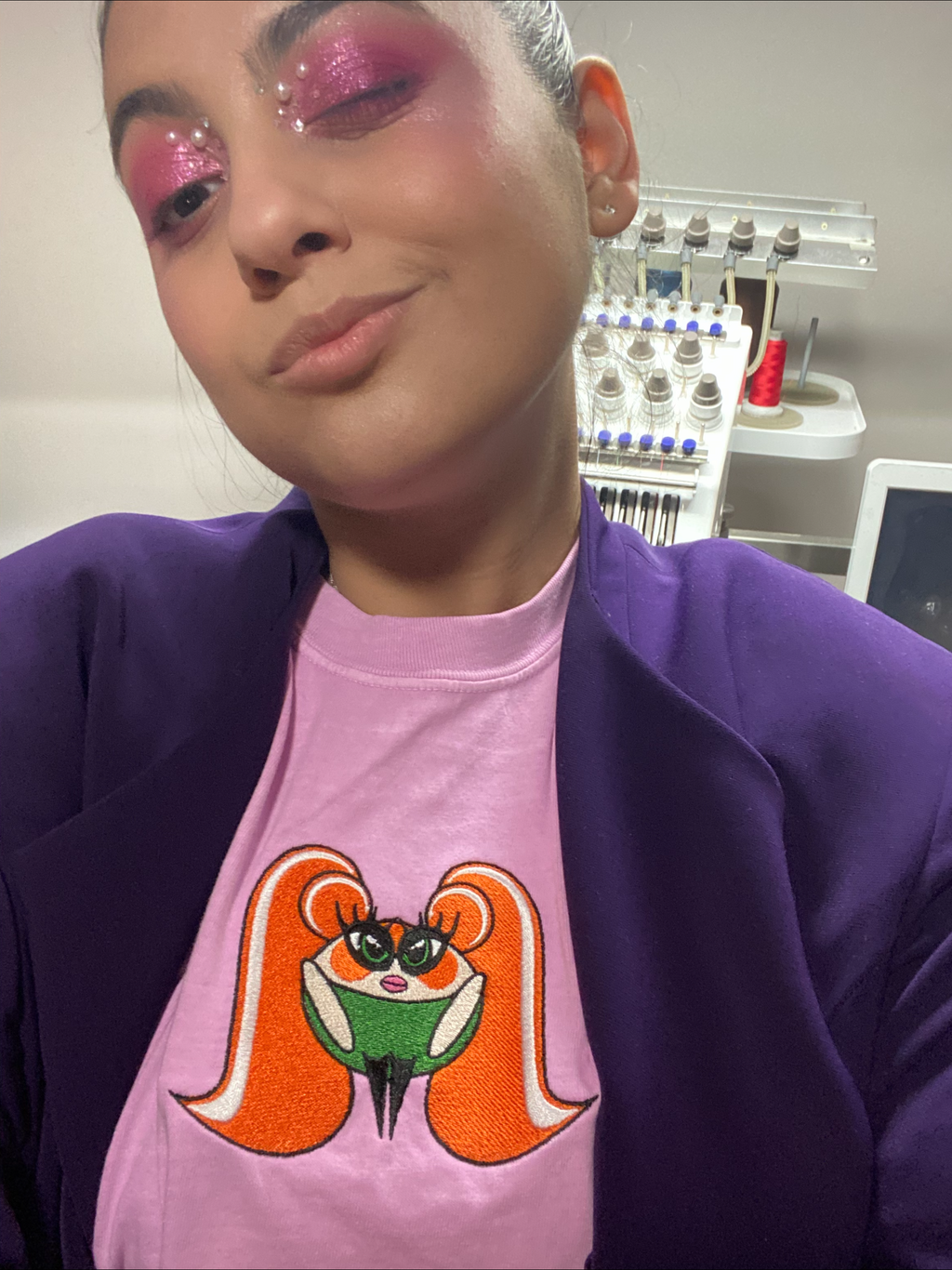 AJUP Pink Embroidered Tee