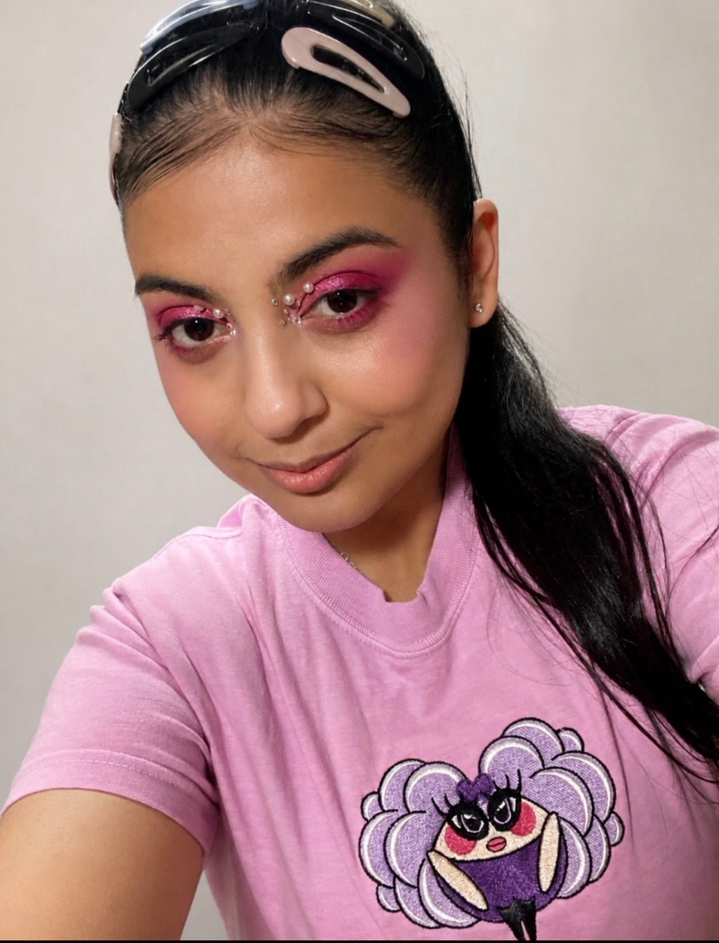 AJUP Pink Embroidered Tee – Girl Design